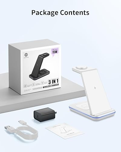 Miniatura 8 de Estación de carga inalámbrica para dispositivo Samsung soporte de cargador de teléfono JoyGeek 3 en 1 para Galaxy Watch7 Pro76543Active21