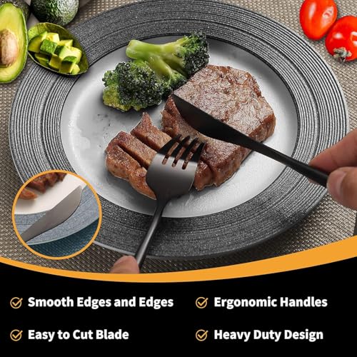 Image of Charcoal Black Silverware Set | 24-Piece Satin Finish French Style Stainless Steel Flatware | Elegant Giftable Box | Dishwasher Safe Cutlery for Home, Restaurants & Corporate Gifting