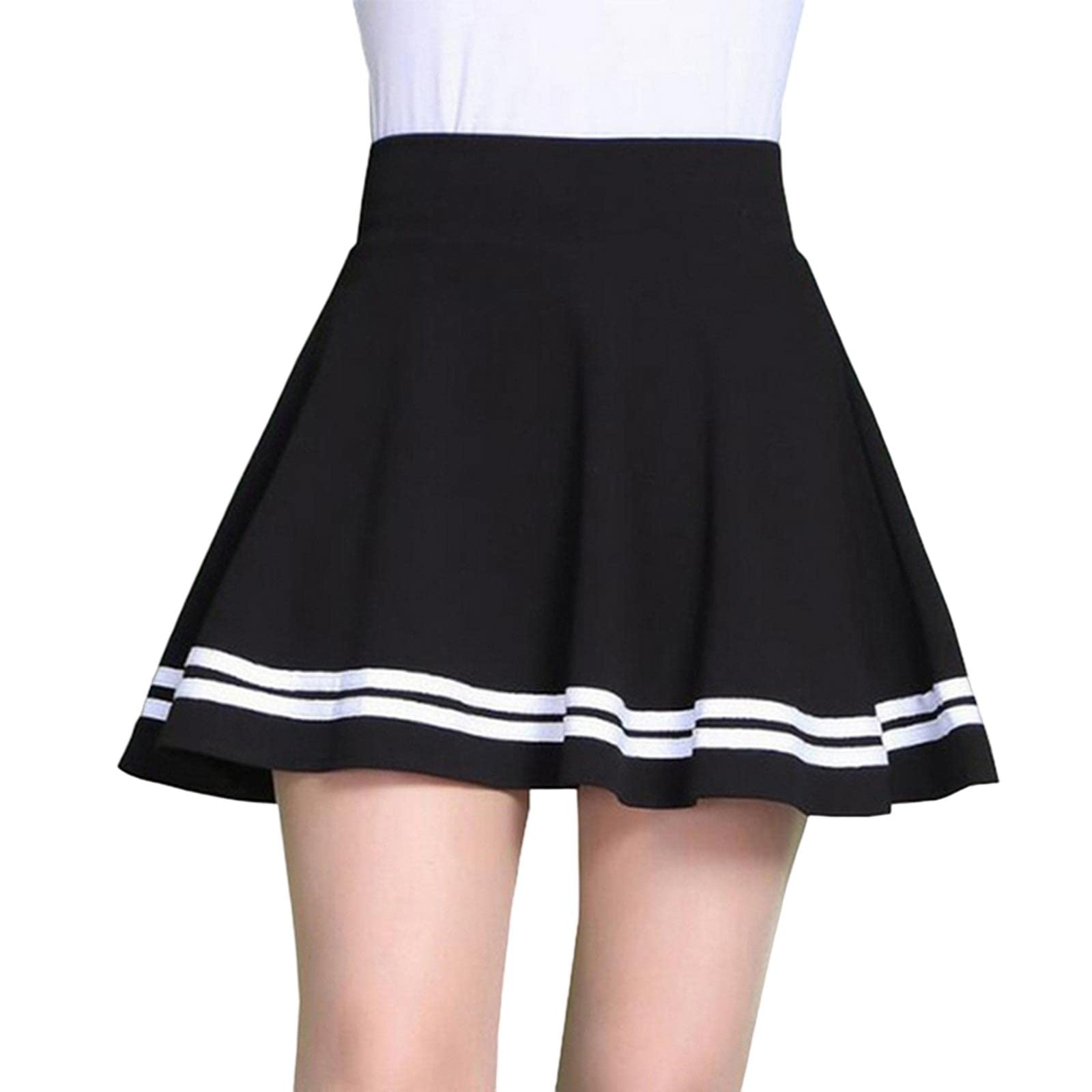 Falda de tenis para mujer, falda plisada de cintura alta, para mujer y niña, uniforme escolar, Negro, 48