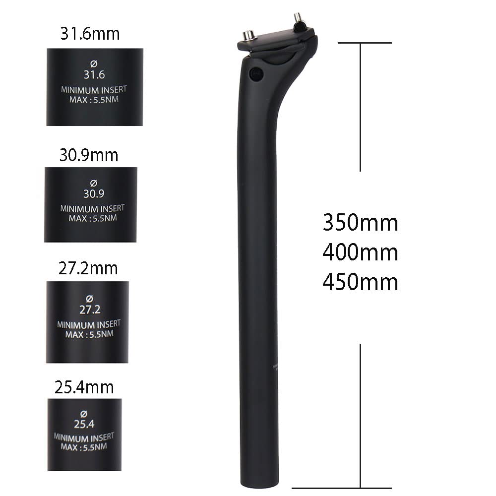 Fahrradsattelstütze Carbon-Sattelstütze Mountainbike-Sattelstütze Rennrad-Sattelstütze Offset 20 Fahrradteile 25,4/27,2/30,9/31,6 * 350/400/450 mm Fahrradsattelstütze (UD 31,6X400-