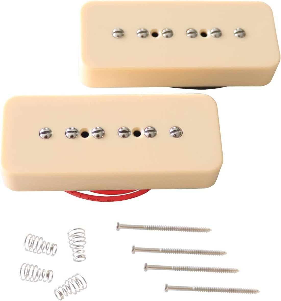 Metallor P90 Soapbar Pickup Bridge and Neck Single Coil Pickups Set for Electric Guitar Parts Replacement Cream.