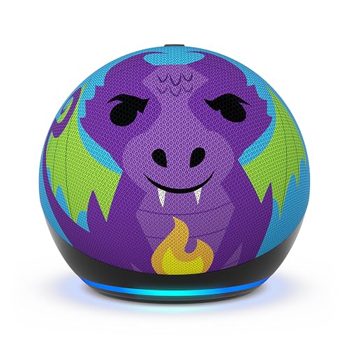 Echo Dot Kids (Neueste Generation) | Smarter WLAN- und Bluetooth-Lautsprecher mit Alexa | 1 Jahr Amazon Kids+ inklusive | Drachen-Design