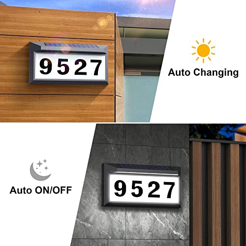Image of Solar Address Sign, Lighted Address Numbers Outdoor Waterproof, Illuminated LED Address Plaque, House Numbers for Outside, Grey