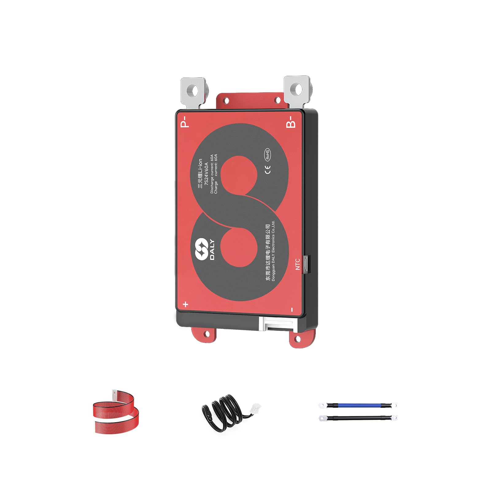 DALY 24V BMS li-ion 7S 60A with Balance Wire and Temperature Sensor for Rated 3.7V Lithium Battery Power Bank Short Circuit Protection（Standard BMS,