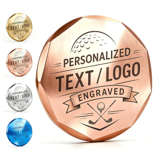 Custom Laser Engraved Golf Ball Marker - Premium 1.25 inch Heavy Weight Metal, Precision Bevelled Milled Edge, 4 Color Options, Perfect Golf Gift for Men, Dad, Birthday, Father's Day, Retirement