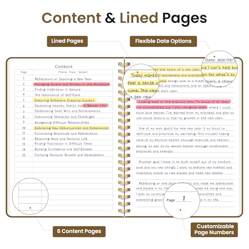 Image of Taja Lined Spiral Journal Notebook for Women & Men, 140 Pages, College Ruled Hardcover Notebook for Work & Note Taking, Journals for Writing, A5(5.7 inch x 7.9 inch) - Mocha Earth