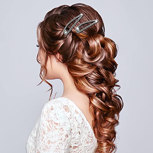 12 Pieces Rhinestone Snap Hairpin Crystal Metal Hair Clip Glitter Shining Snap Hair Barrette Rhinestone Hair Barrettes Water Drop Hairpins Headwear Hair Accessories (Multiple Colors,8 Cm) #TOP4