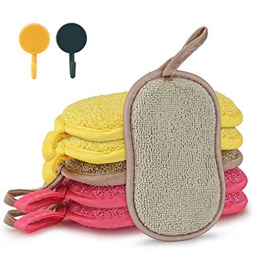 Estropajo de Cocina de Doble Cara esponjas de Microfibra Antibacteriano sin Olor Dish Scrubber...