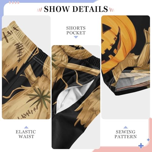 Scarecrow and Pumpkin Boys Long Pants Soft Trousers Elastic Waist Kids Lounge Bottoms with Pockets S-XL4