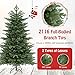Goplus 6ft Pre-Lit Artificial Christmas Tree, Hinged Holiday Xmas Full Tree with 2116 Lush PVC & PE Tips, 300 Warm White LED Lights, Foldable Metal Stand, Seasonal Home Office Party Decoration