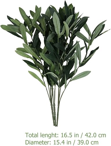 Miniatura 4 de LIFKOME Decoraciones de boda, 3 piezas de ramas de olivo artificiales, tallos de vegetación sintética, plantas verdes de seda para relleno de jarrón