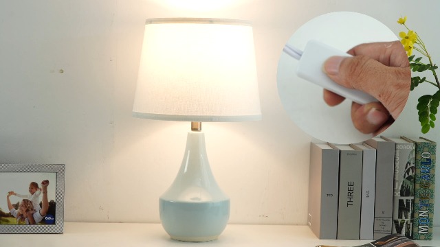 GyroVu Clear Glass Fillable Table Lamp, Gold Finish, White Shade, Bulbs Incl - View #4