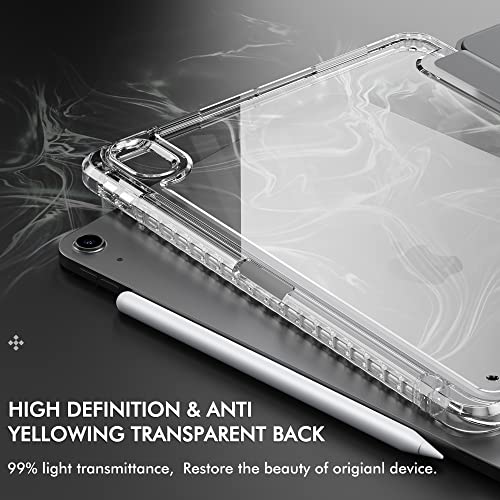 INFILAND iPad Air 11インチ ケース M2 (2024、第6世代), iPad Air 第5世代/第4世代 2022/2020 用 ケース ipad 10.9インチ カバー ペンホルダー付き 軽量 薄型 裏全透明カバー 耐衝撃 三つ折り保護カバー スマート オートスリープ機能(グレー)