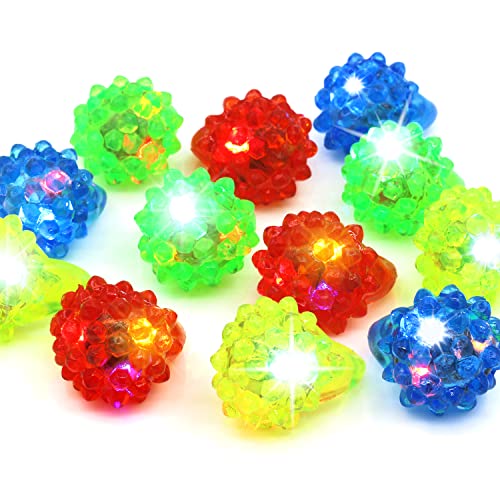 NOVELTY PLACE Anillo de gelatina con luz LED intermitente, brilla en la oscuridad, juguetes de fiesta para niños y adultos (paquete de 24), 24Pack, Caucho