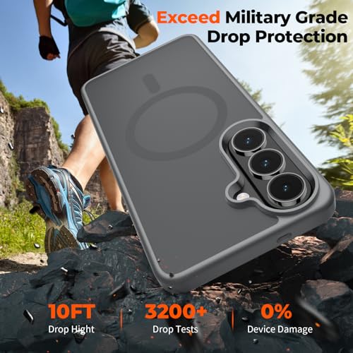 Image of SUPFINE Magnetic for Samsung Galaxy S26 Case with Screen Protector, (Built-in Magnets) (Military Grade Drop Protection) Slim Translucent Shockproof Phone Case,Titanium Gray