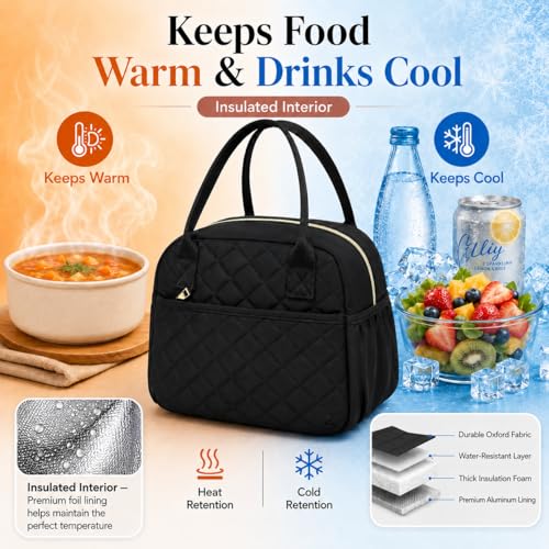 CAMTOP Quilted Insulated Lunch Tote