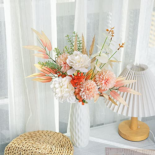 Kirifly Artificial Flowers Fake Silk Flower With Vase Faux Flower Table Centerpieces For Wedding Home Decoration(Champagne In Modern Vase) #TOP3