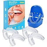 Reazeal Mouth Guard, Mouth Guard for grinding teeth, night guards for teeth grinding with Travel Case and Molding Stick for Teeth Grinding Athletic Protection -4 Pack