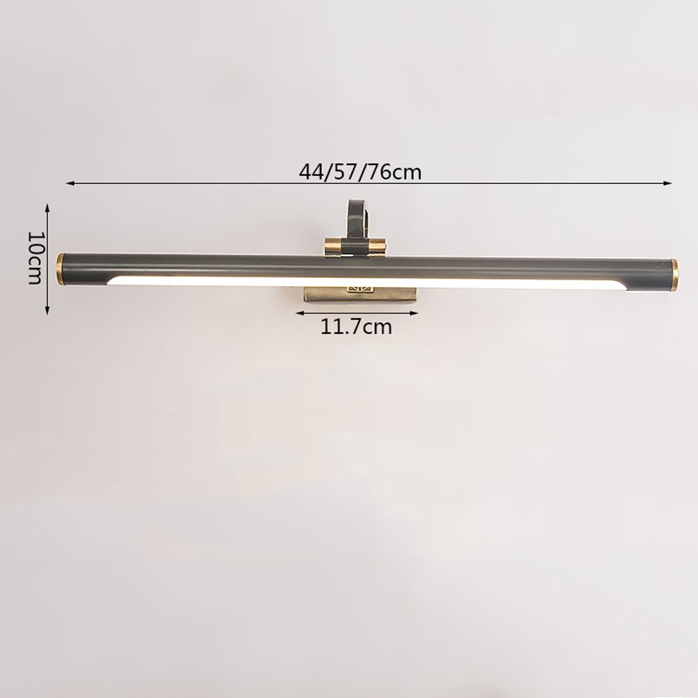 Luci a LED per Specchio da Bagno, 15W, Luce Frontale per Trucco e rasatura, Lampada da Parete per Quadri, in Rame, con angolazione Regolabile.