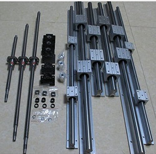 GOWE 3SET ballscrews RM1605 – 350/1250/1250 mm + 3 ballnuts + conjuntos de 3end-machinings + 3 SBR20 apoyado rieles + 3 BK/BF12 Flexible Couplings
