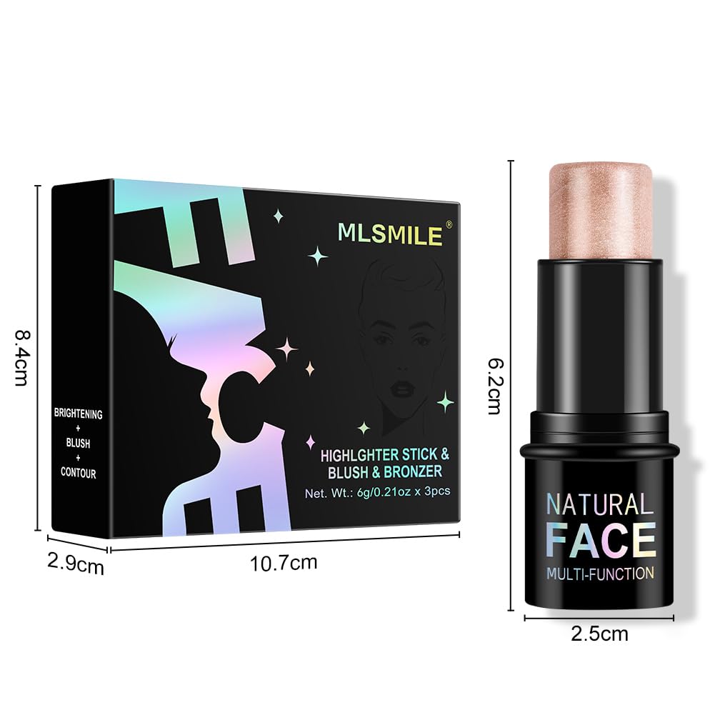 LOPHE Cream Contour Stick Makeup Kit, 3Pcs with Brush Waterproof & Easy to Blend - Image 3