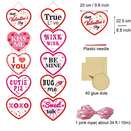 Valentines Day Decorations, Heart Banner Door Decor, Pink Red Romantic Conversation Porch Sign, Wall Decor Party Supplies for Valentines Day Décor - Thumbnail 3