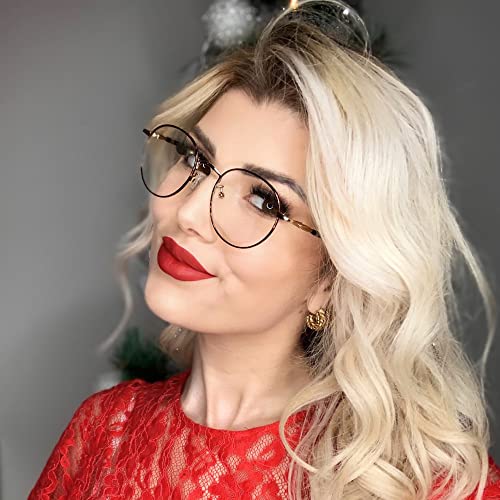 Image of Cyxus Blue Light Blocking Glasses Round Metal Frame Computer Glasses | Blue light blocking glasses featuring round metal frame, comfortable fit and versatile use for work, study and entertainment