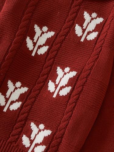 Girls Fall Sweaters Pattern Casual Crewneck Long Sleeve Knit Pullover Jumper Tops4