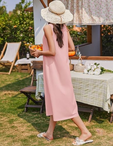 Image of Ekouaer Nightgowns for Women Cotton Long Night Gown Sleeveless Sleep Dress Victorian Nightdress Ladies Sleepwear