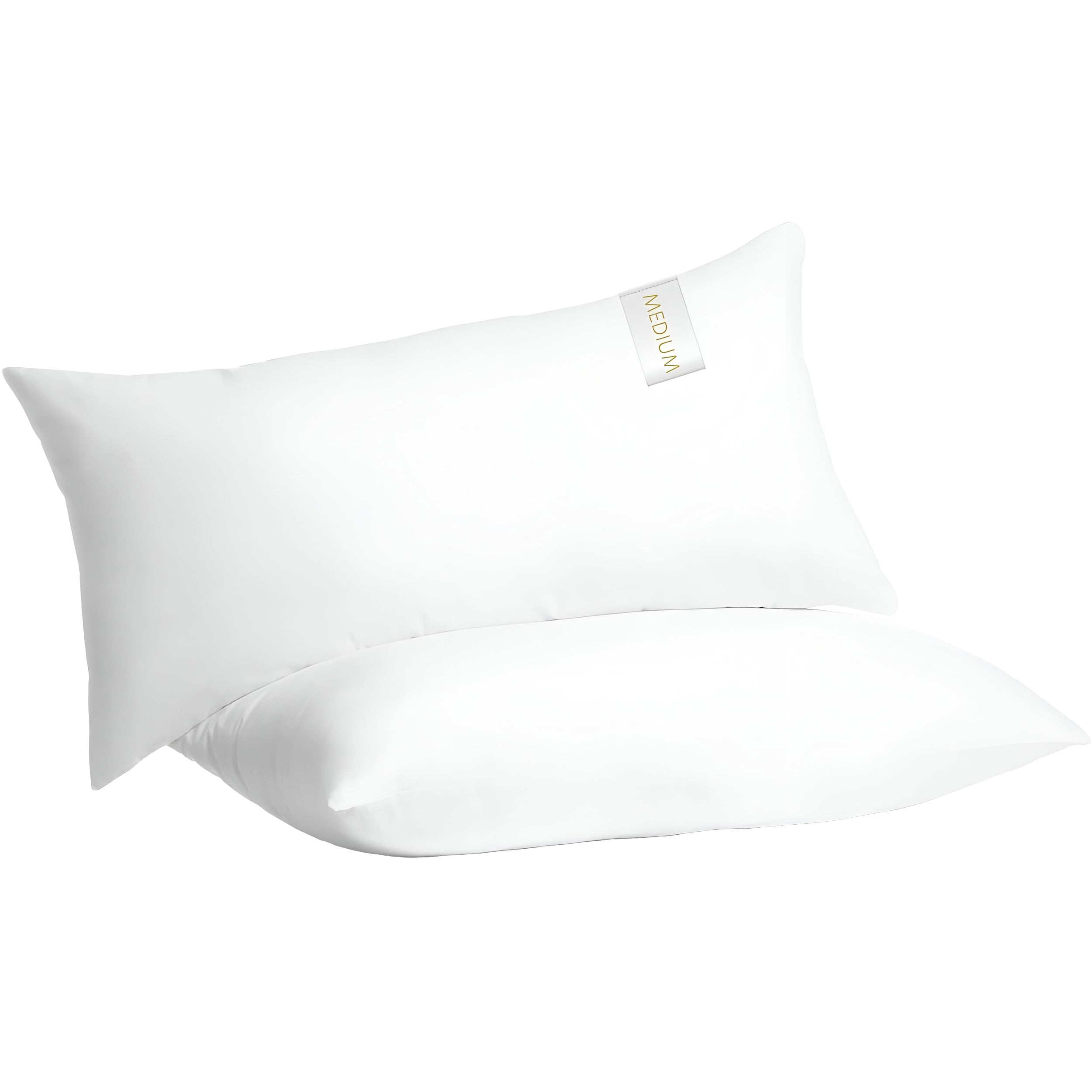 Digital Decor Set of 2 100% Cotton Hotel Pillows - Made in USA Hypoallergenic Pillows with Down Alternative Fiber Fill for Side & Back Sleepers - Three Comfort Levels - (Standard, Gold/Medium)