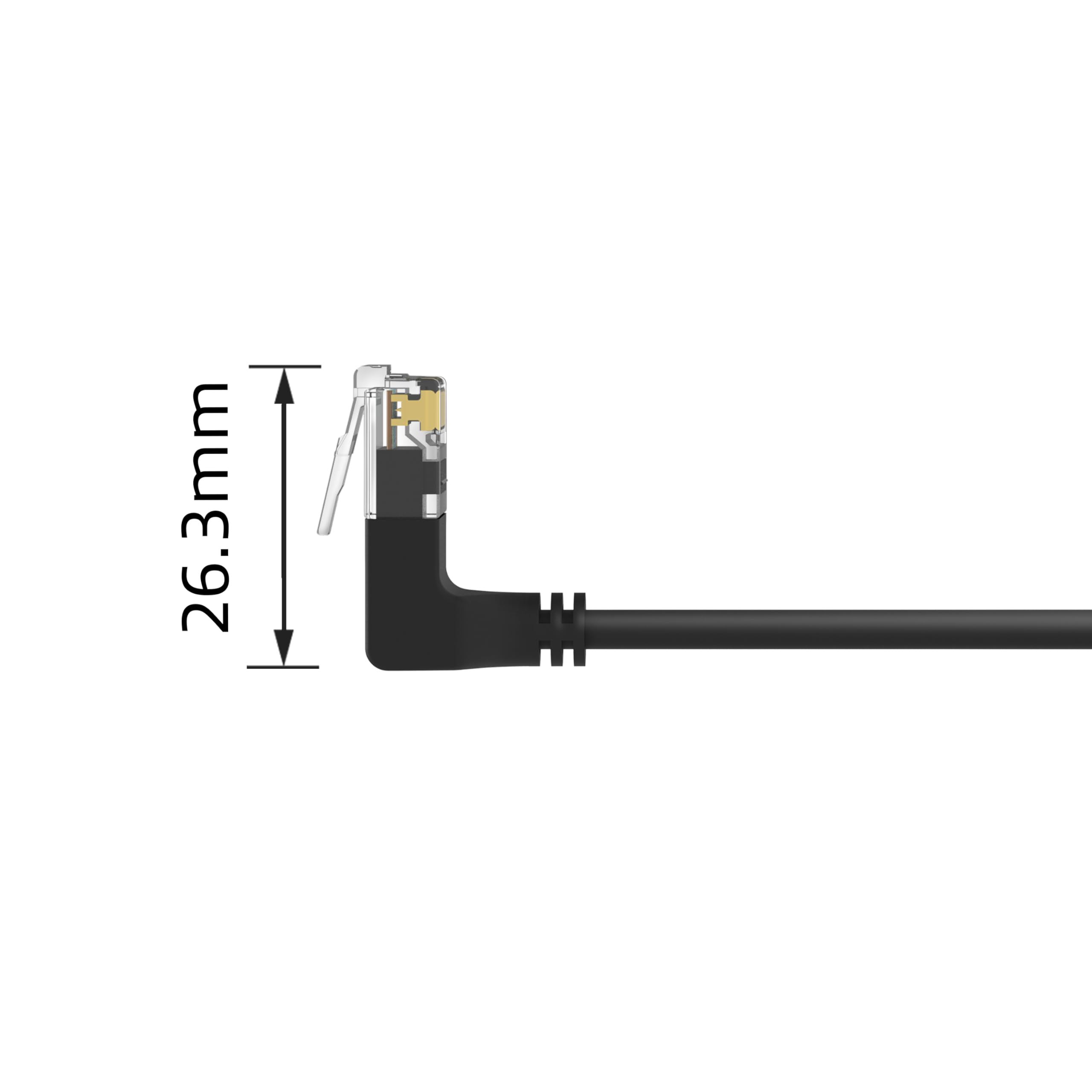 ACT Cavo di rete CAT6A ad angolo di 90°, U/UTP LSZH, sottile 3,6 mm, cavo Ethernet flessibile con connettore RJ45, per uso in data center, 1,5 m, verso l'alto DD6951