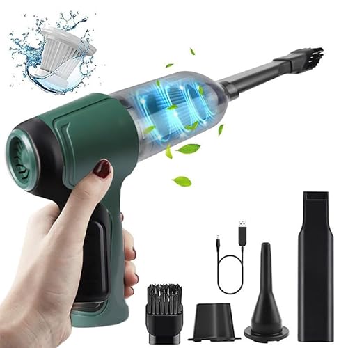 ハンディクリーナー 車載掃除機 コードレス 電動 USB充電式 13000PA強力吸引力 ミニ・ポータブル ワイヤレス LED照 3in1電動エアーポンプ機能付き 軽量 400g 多種類ノズル 低噪音 小型クリーナー 車内清掃 家具 ペット毛掃除 オフィス