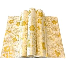 150pcs Gold and White Floral and Birds Patterned Wax Paper Sheets Sandwich Wrapping Paper, Greaseproof Wrap Parchment Air Fryer Disposable Paper Liner Food Basket Liners for Outdoor Picnic