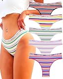 FINETOO Cheeky Panties Women Cotton underwear Cute Colorful Striped Bikini Hipster Sexy Panty Pack S-XL