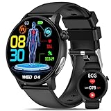 YYKY Reloj Inteligente con ECG/Ácido Úrico/HRV/Lípidos/Tension Arterial, 1.39" Reloj Medidor con BMI/Fatiga/Emociones, 24/7 Pulsometro/Temperatura Corporal/Sueño, Salud para Android iOS