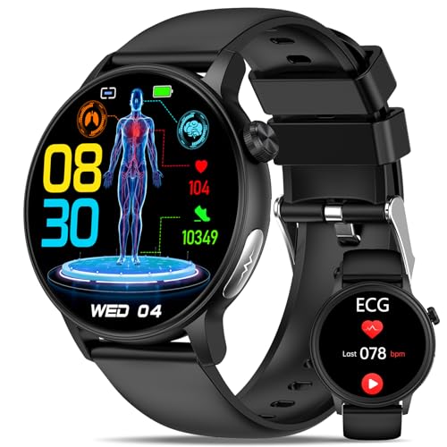 YYKY Reloj Inteligente con ECG/Ácido Úrico/HRV/Lípidos/Tension Arterial, 1.39' Reloj Medidor con BMI/Fatiga/Emociones, 24/7 Pulsometro/Temperatura Corporal/Sueño, Salud para Android iOS