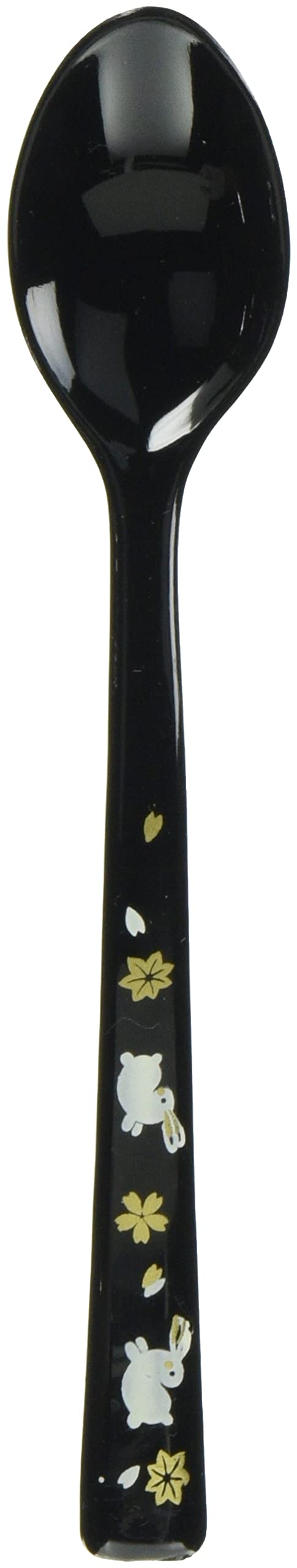 中谷兄弟商会Nakatani Brothers Shokai 33-4507 Yamanaka Lacquerware Spoon, 5 Pieces, Black Rabbit