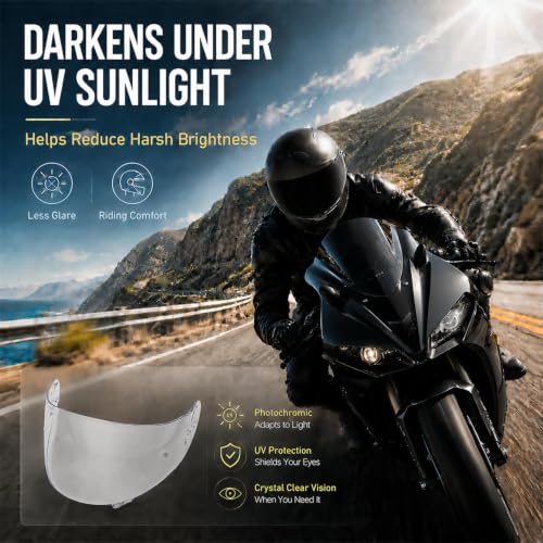 Image of PSLER Photochromic Helmet Visor for GT Air GT Air 2 Neotec-1 CNS-1 TC-5 | Impact-Resistant ,UV400 Protection, Motorcycle Tinted Face Shield Replacement for GT Air GT Air 2 Neotec-1 CNS-1 TC-5 TC-9