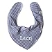 Produktbild Personello® Halstuch Baby mit Namen für Jungs bestickt, blau grau gestreift, aus Stoff, Druckknopf, personalisiert