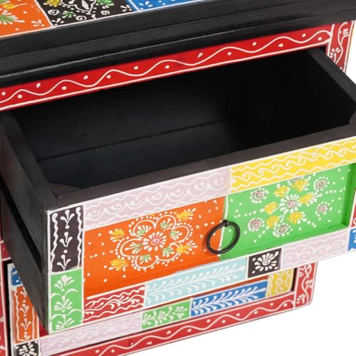 Table de chevet bohème en bois de mangue massif multicolore - 8