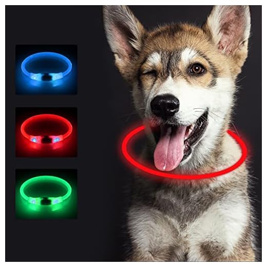 SONNIG LED Collar Luminoso Perro, Collar Perro Luminoso Recargable y Ajustable con 3 Modos de Luz, Seguro para Perros Pequeños, Medianos y Grandes por la Noche, Rojo