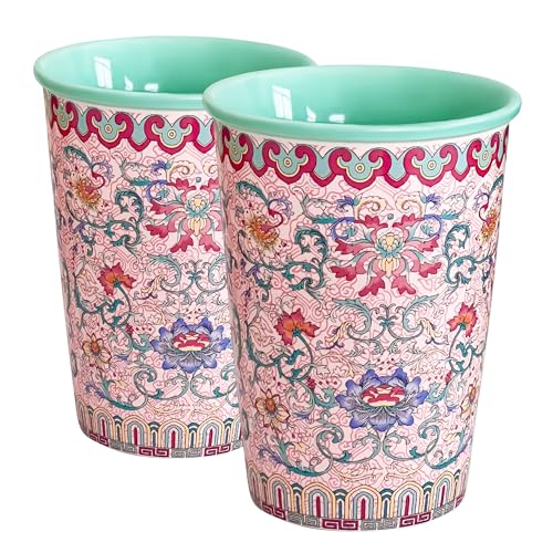Set de 2 Mugs de Cerámica Floral Rosa 12oz Sin Asa miniatura 1