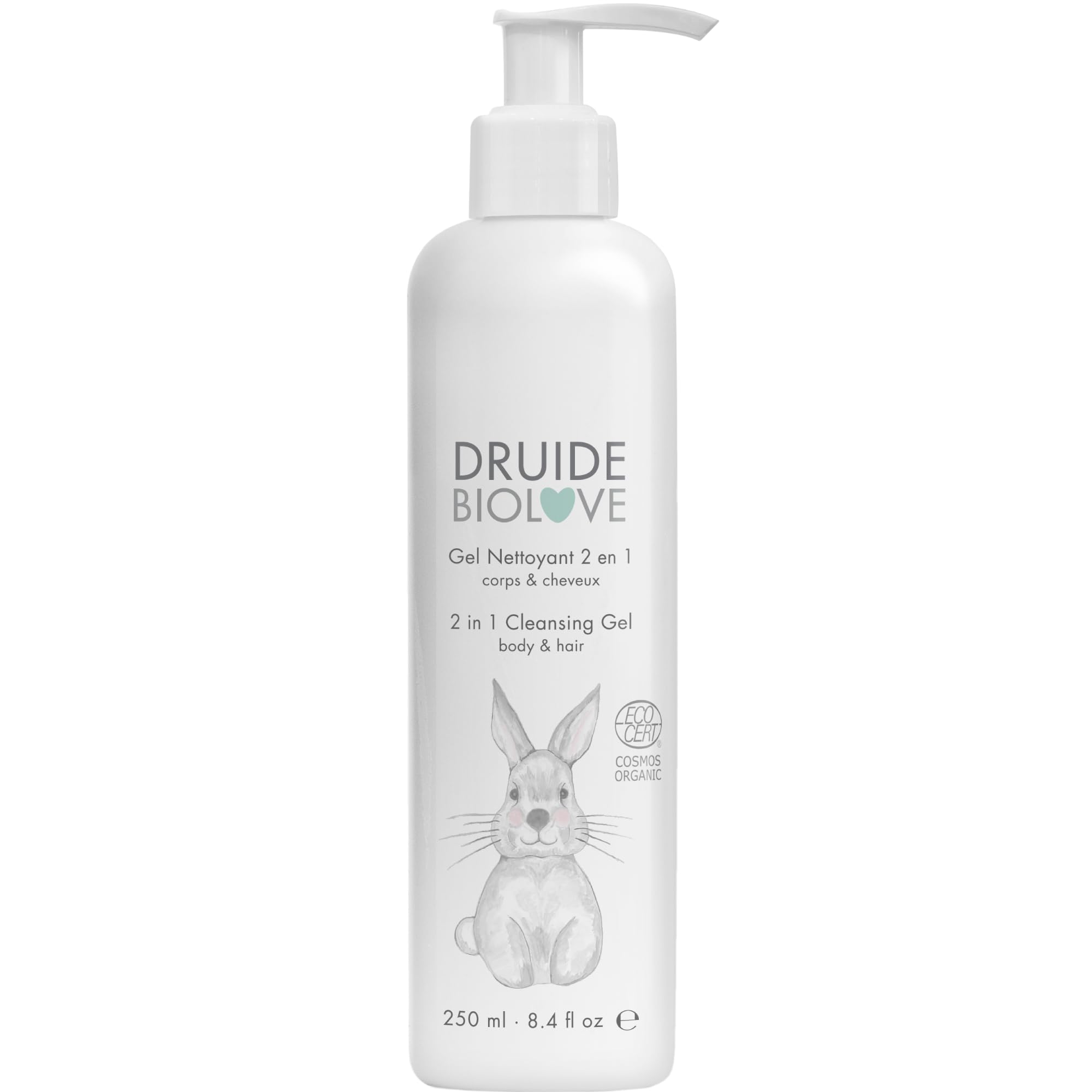 Laboratoires Druide 2-in-1 Cleansing Gel Body & Hair – Baby Shampoo & Wash, Sulfate-Free, For Children Prone to Eczema – 250 ml (8.4 oz.) Chamomile,