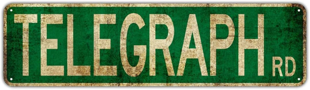 Telegraph Rd Decor Wall Shop Man Cave Bar Street Rustic Vintage Retro Metal Sign Street Sign 4x16 inches