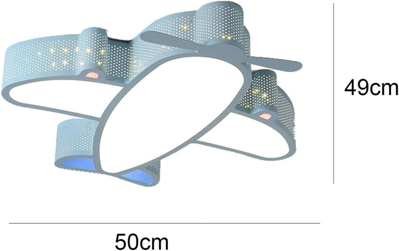 Modern LED Flush Mount Ceiling Light, Creative Airplane Shape Ceiling Lamp with Remote Control 3-Color Dimming Living Room, Bedroom, Children's Room Lighting Fixtures(Blue)