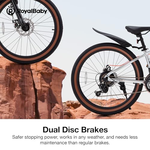 Image of RoyalBaby Kids Mountain Bike for Boys and Girls, Ultra-Light Aluminum 20-26 Inch Wheel Bicycle for 6-14 Years Old Children, 7 /21-Speeds Drivetrain
