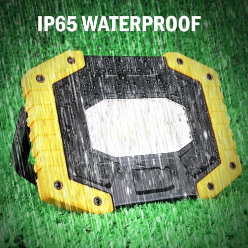 LED Arbeitsstrahler, T-SUN Baustrahler Akku tragbares wasserdichter Arbeitslicht mit 2*Wiederaufladbare Batterien, USB, 3 Lichtmodi für Baustelle Garage Werkstatt(1 pack)