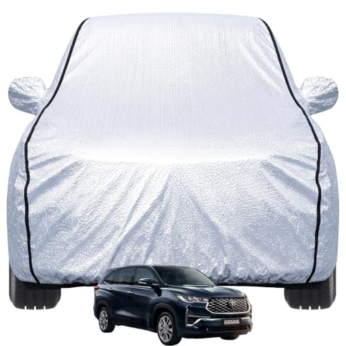 Image of Pivalo Car Cover for Toyota Innova Hycross All Model & Years (2022-2026) 100% Waterproof with Mirror Pocket, Triple Stitched Bottom Elastic Dustproof Full Body Protection (Heat & UV Resistant, Silver)