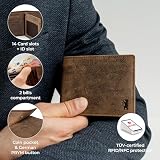 Berliner Bags Portfel męski, uchwyt na karty RFID z prawdziwej skóry, portfel z ochroną RFID i kieszenią na dokumenty, espresso, con tasca documento, Vintage