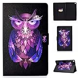 Bspring Hülle für Samsung Galaxy Tab S6 lite 10.4 Zoll SM-P610/P615 2020 Slim PU Cover Stoßfest Ständer Cover Weicher Silikon Rückseite für Samsung Galaxy Tab S6 lite 10.4 2020,Eule